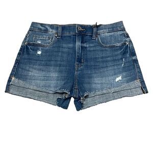 Cosmic Blue Love 28" Cutoff Denim Shorts Blue Pockets Stretch Distressed NWT